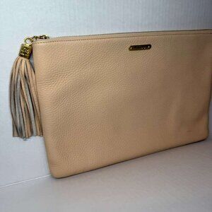 Gigi New York Genuine Leather Clutch Pink Tassel